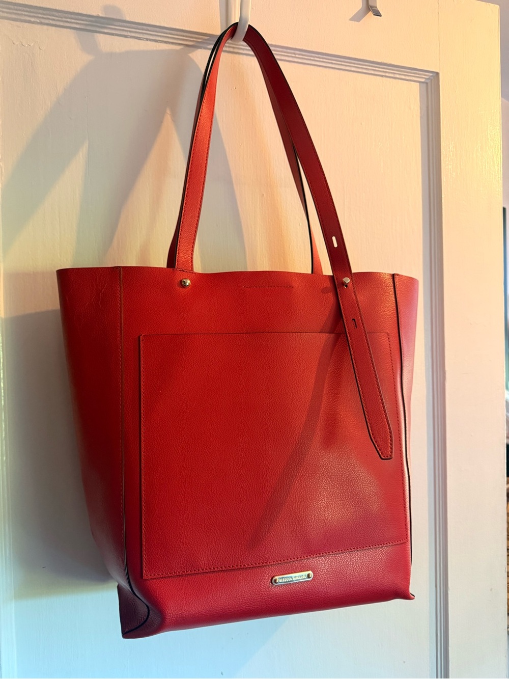 Rebecca Minkoff Red Leather Stella Tote-Silver Interior